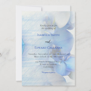 Convite Casamento Floral de Orquídea Azul Tropical Moderna