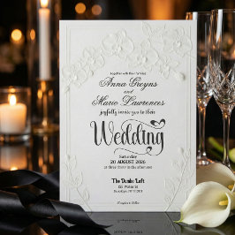 Convite Casamento Floral de Orquídea Branca Falsa com Rele