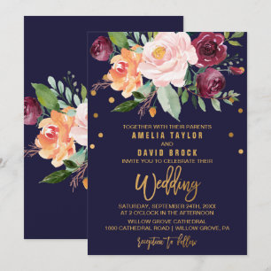 Convite Casamento Floral de outono