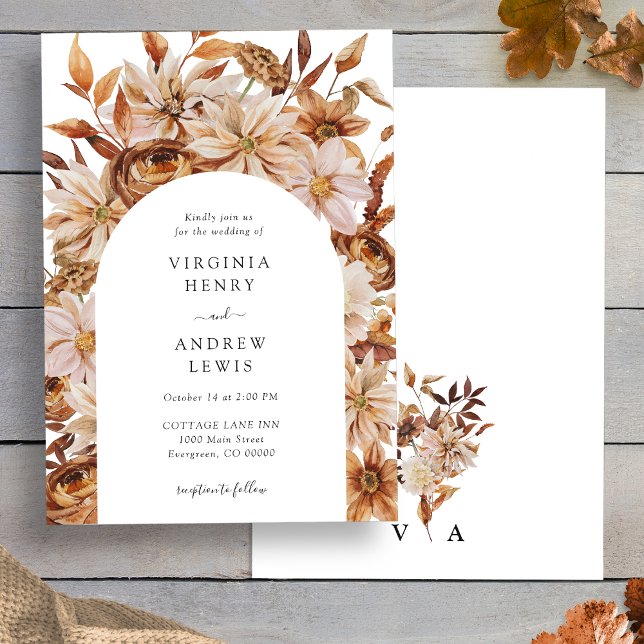 Convite Casamento Floral de Outono (Rustic Terracotta Fall Floral Wedding Invitation by Painted Paperie
)