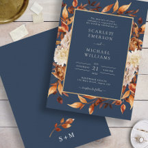 Casamento Floral de Outono Azul Marinho