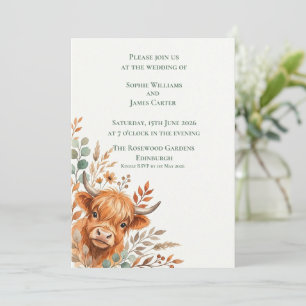 Convite Casamento Floral de Outono com Vaca das Terras Alt