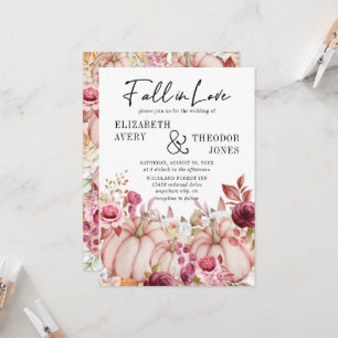 Convite Casamento Floral de outono de outono de Pumpkin 