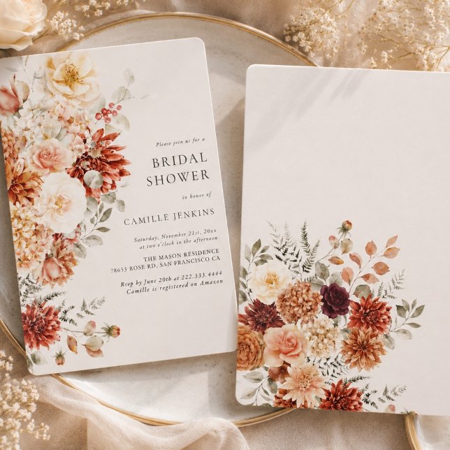 Convite Casamento Floral de Outono Elegante (Criador carregado)