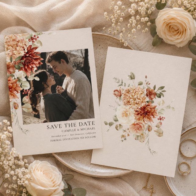 Convite Casamento Floral de Outono Elegante (Criador carregado)