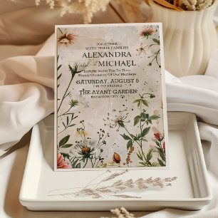 Convite Casamento Floral de Outono Elegante e Moderno na F