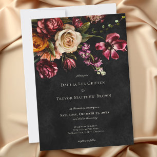 Convite Casamento Floral de Outono Elegante e Sombrio