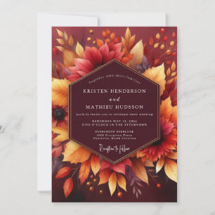 Convite Casamento Floral de Outono em Borgonha