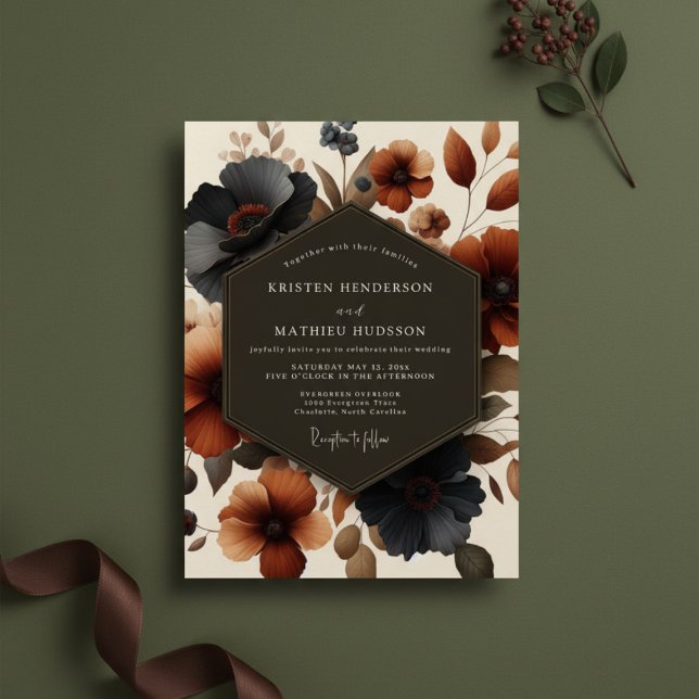 Convite Casamento Floral de Outono em Siena (Criador carregado)