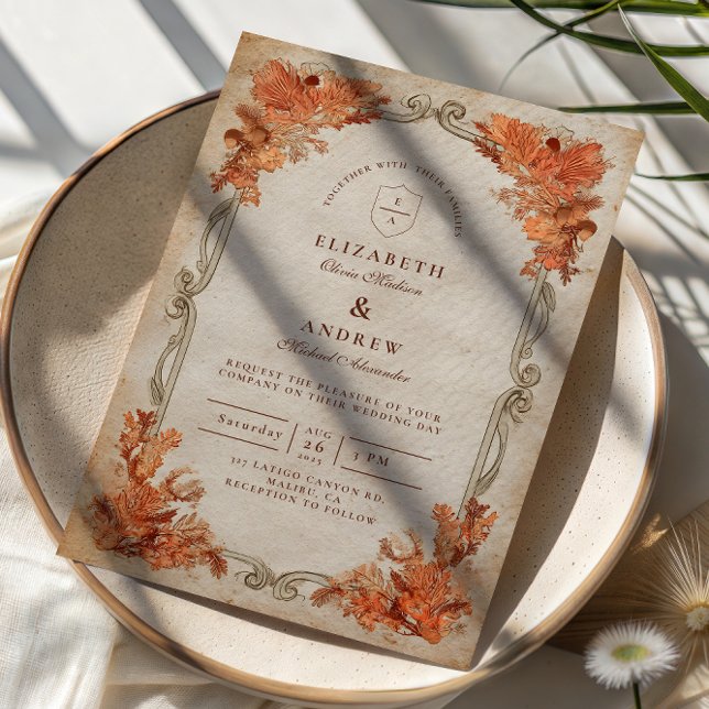 Convite Casamento Floral de Outono Rústico (Criador carregado)