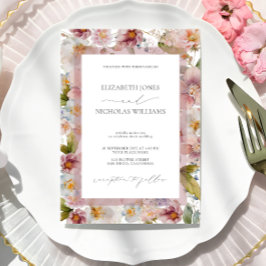 Convite Casamento Floral de Pastel Watercolor