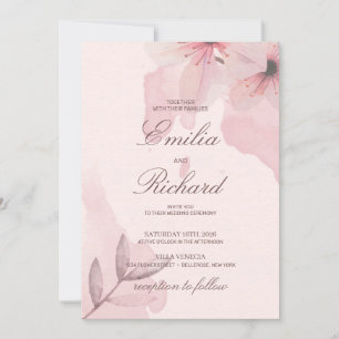Convite Casamento floral de pata-rosa macia elegante