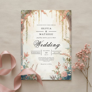 Convite Casamento Floral de Peach Arch