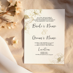 Convite Casamento floral de pedras de ouro branco e luxo