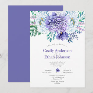 Convite Casamento Floral de Peônias Roxas e Brancas