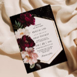 Convite Casamento Floral de Peonies Blush Moody Burgundy E<br><div class="desc">Personalize este elegante convite de casamento fácil e rapidamente. Basta clicar no botão Editar usando ferramentas de Design para editar o texto, alterar as fontes e as cores das fontes. Apresentando uma burgundia decadente e flores cor-de-rosa pinceladas contra um fundo de mal-humorado escuro. Itens correspondentes disponíveis no repositório. c) Paperie...</div>