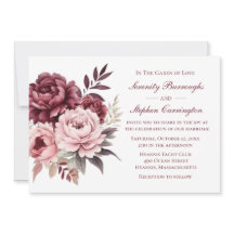 Casamento Floral de Peony Burgundy Pink Watercolor