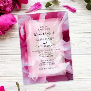 Convite Casamento Floral de Peony Rosa