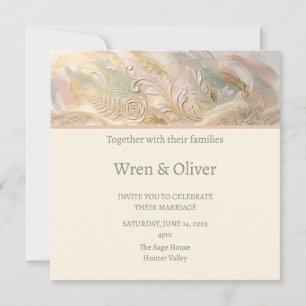 Convite Casamento Floral de Pêssego