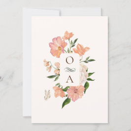 Convite Casamento floral de pêssego