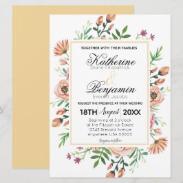 Convite Casamento Floral de Pêssego