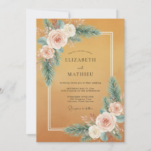 Convite Casamento Floral de Pêssego