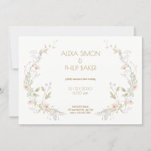 Convite Casamento Floral de Pêssego Branco