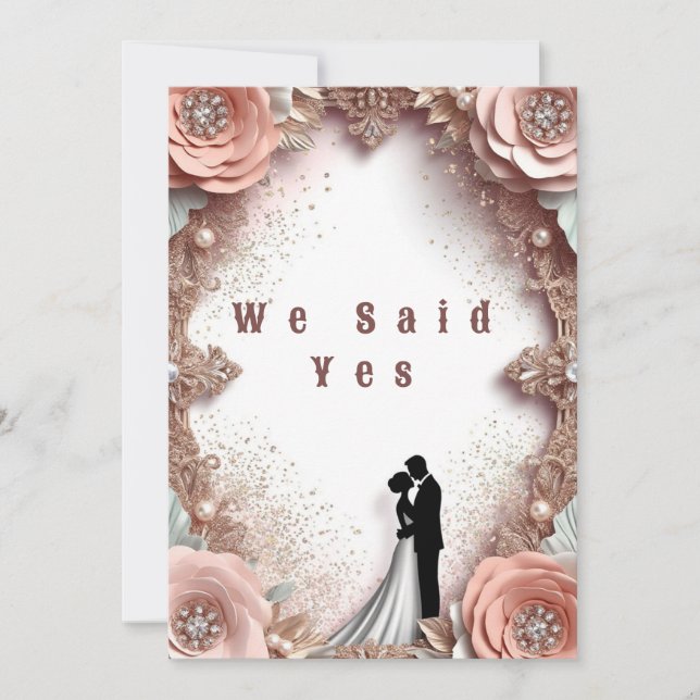 Convite 💐 Casamento Floral de Pêssego de Primavera com Ca (Frente)