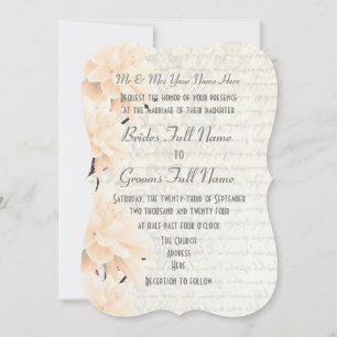 Convite Casamento floral de pêssego verde-pastel, feminino