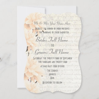Convite Casamento floral de pêssego verde-pastel, feminino