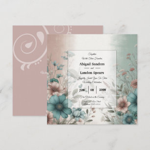 Convite Casamento Floral de Petais Suaves e Serenidade Sua