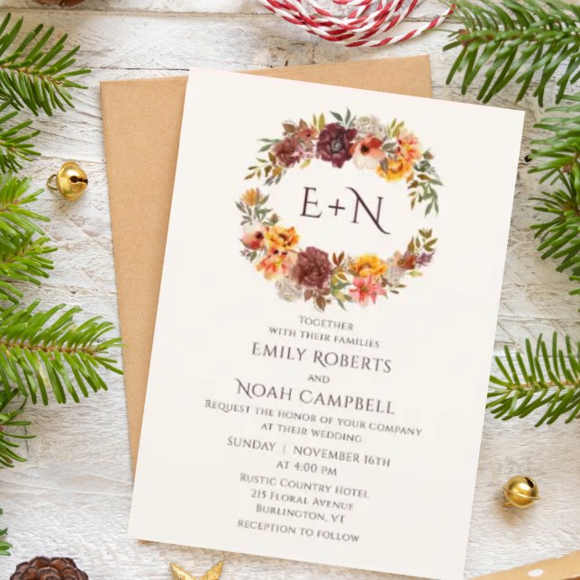 Convite Casamento Floral de Plum Orange Plum Laranja de Mo (Criador carregado)