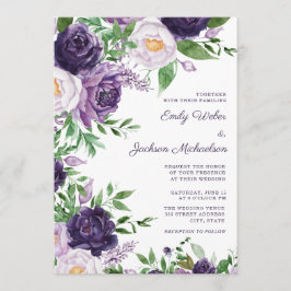 Convite Casamento Floral de Plum Purple Lavanda Watercolor