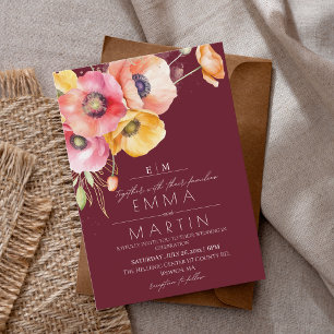 Convite Casamento Floral de Poppies Clorosos de Clorideira