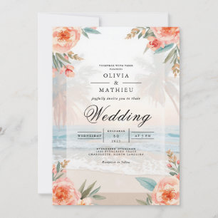 Convite Casamento Floral de Prado Suave