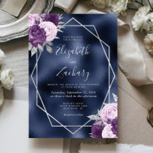 Casamento Floral de Prata Púrpura marinho Foil Lil