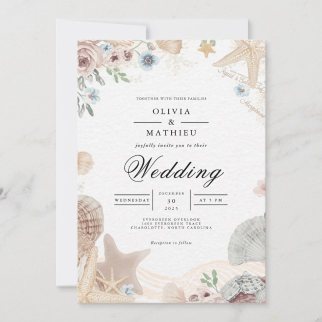 Convite Casamento Floral de Prateleiras Moles (Frente)