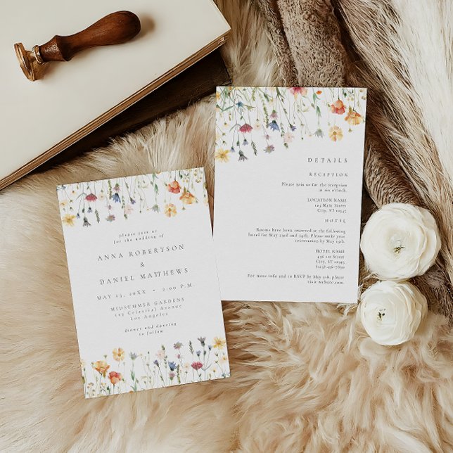 Convite Casamento Floral de Primavera em Aquarela Tudo em  (Criador carregado)