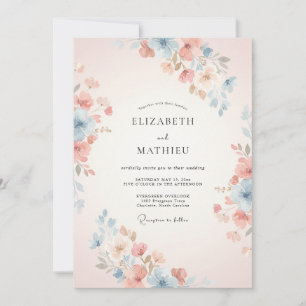 Convite Casamento Floral de Primavera Esplêndido em Pêsseg