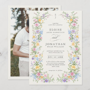 Convite Casamento Floral de Primavera Ornate com Pastel Su