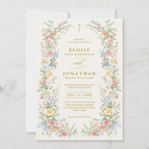 Convite Casamento Floral de Primavera Ornate Pastel Suave 