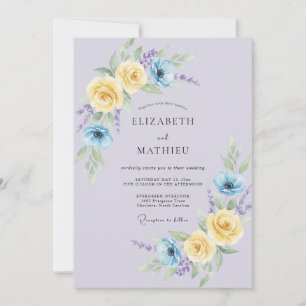 Convite Casamento Floral de Primavera Radioso Lavanda