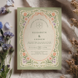 Convite Casamento Floral de Primavera Recortada