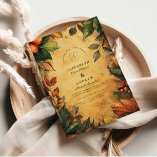 Convite Casamento Floral de Pumpkin Spice