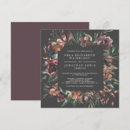 Convite Casamento Floral de Quebra Floral Quadrada