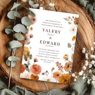 Convite Casamento Floral de Queda Elegante