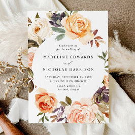 Convite Casamento Floral de Queda Rustica de Cores Aquátic