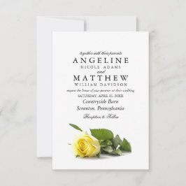 Convite Casamento Floral de Rosa Amarelo-Russo