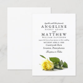 Convite Casamento Floral de Rosa Amarelo-Russo