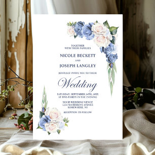 Convite Casamento Floral de Rosa Branca Elegante
